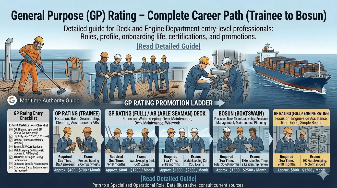 Comparison guide for deck cadet and GP rating sea career paths