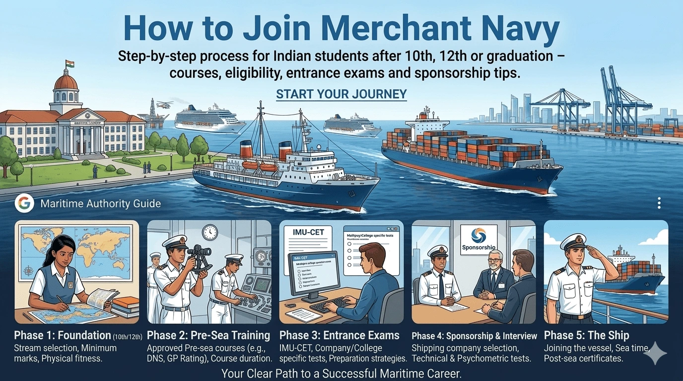 Step by step maritime career path for getting a job on ship